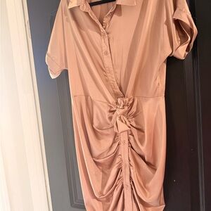 DO+BE Rose Blush Tie-Front Satin Mini Dress